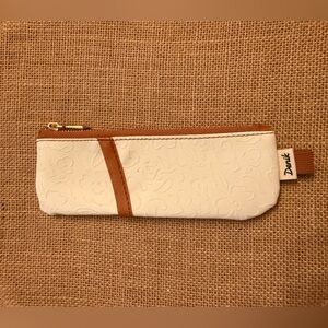 Cream and Brown Women's Pencil Pouch